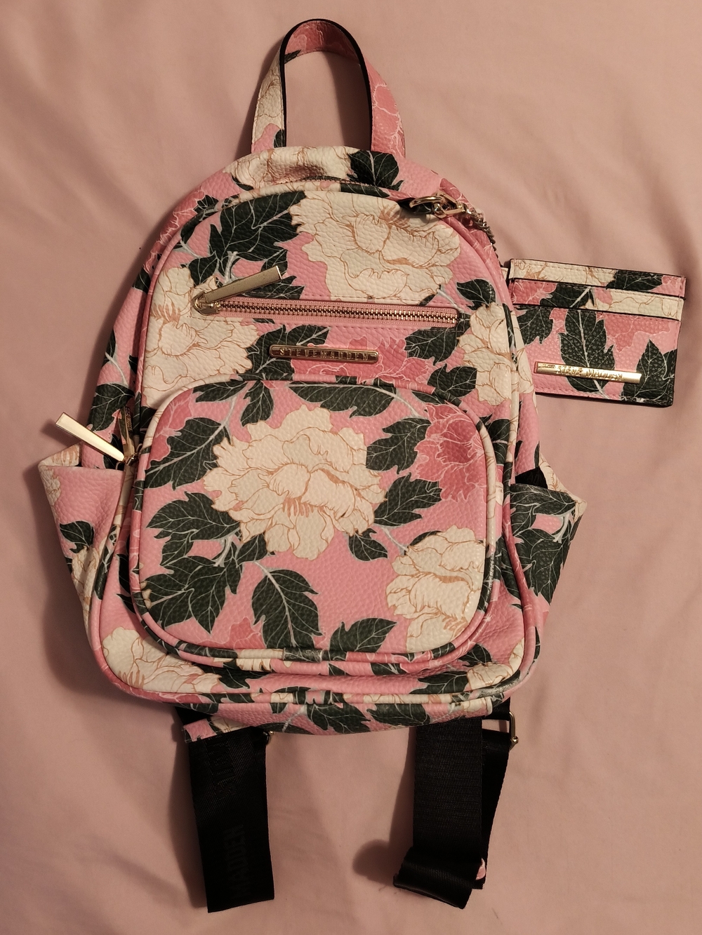 Steve Madden Pink Floral Backpack with Card Holder